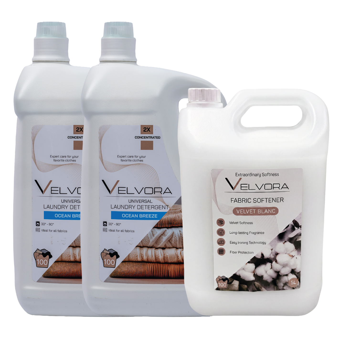 2X 5L DETERGENT VELVORA + 1X 5L BALSAM