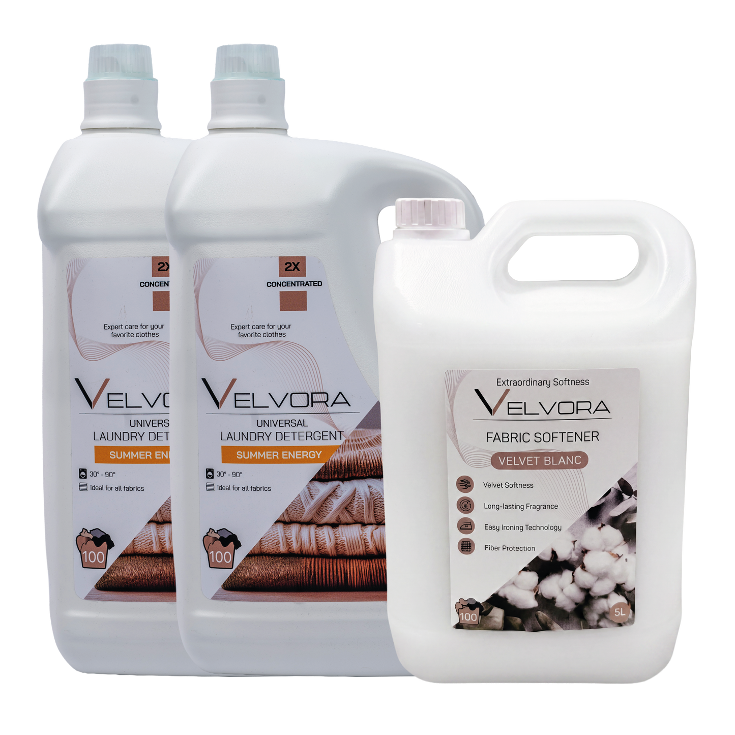 2X 5L DETERGENT VELVORA + 1X 5L BALSAM